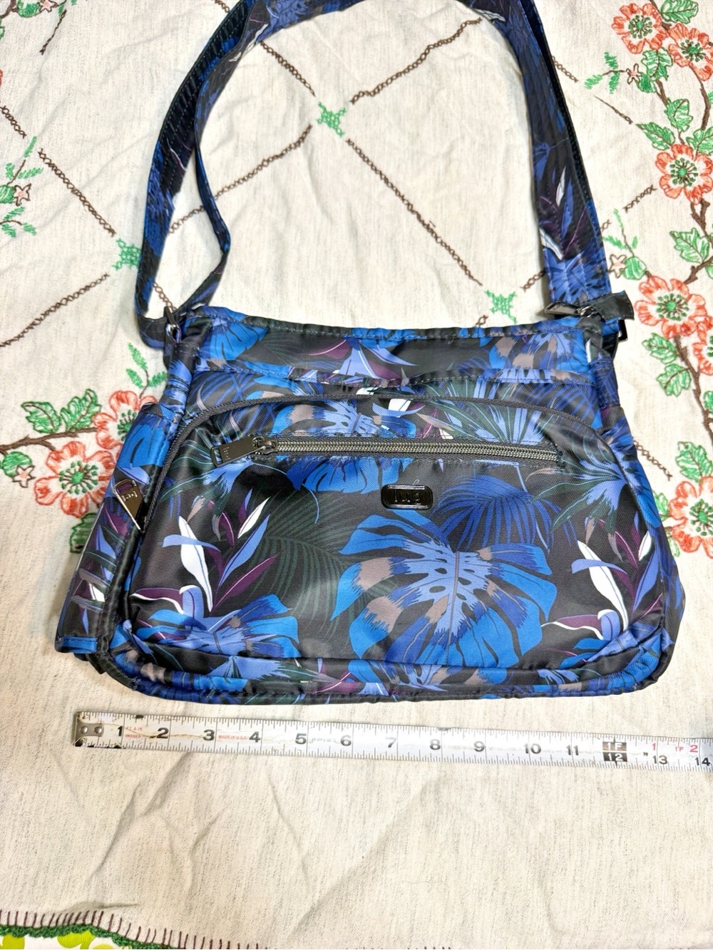 Blue Tropical Print Crossbody Bag - Lightweight Women's Bag